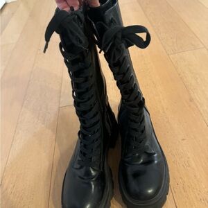 Pull&Bear Black Lace-Up Women's Boots